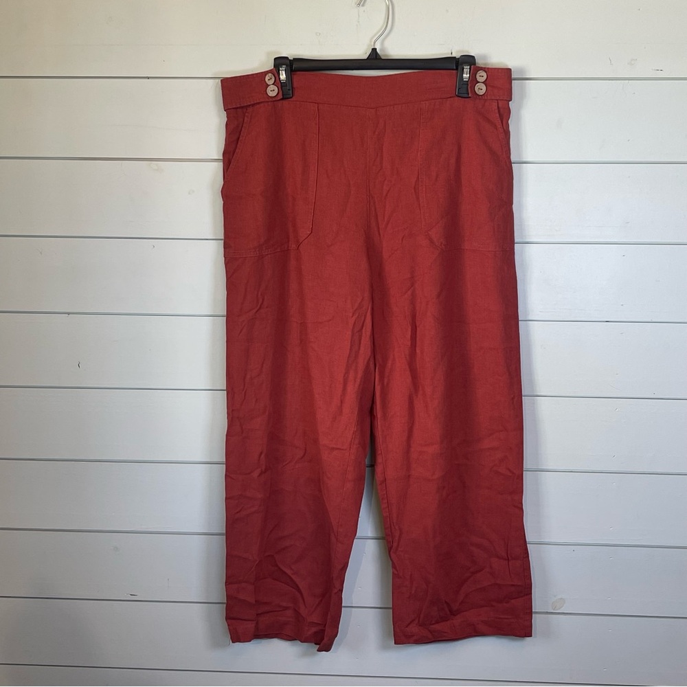 Calligraphie linen pants red color pants women’s‎ size large